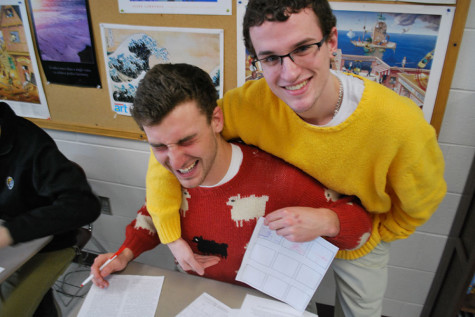 Sporting their sweaters and pajamas: HB Spirit Week Days 1 and 2