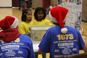 One Jr. FLL team presents their project on natural disasters to some 1073 judges
