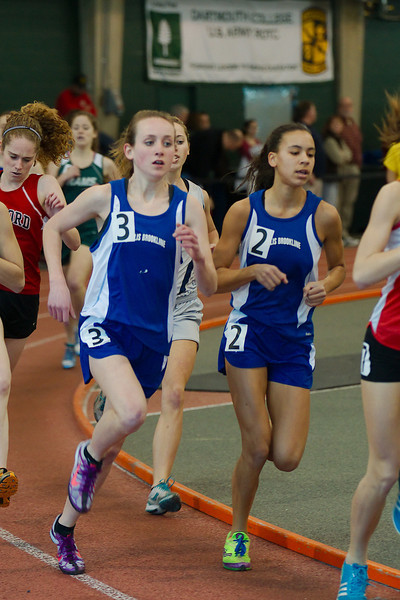 Emma Newton and Meghan Philpot, 14, running at Dartmouth Colleges track.