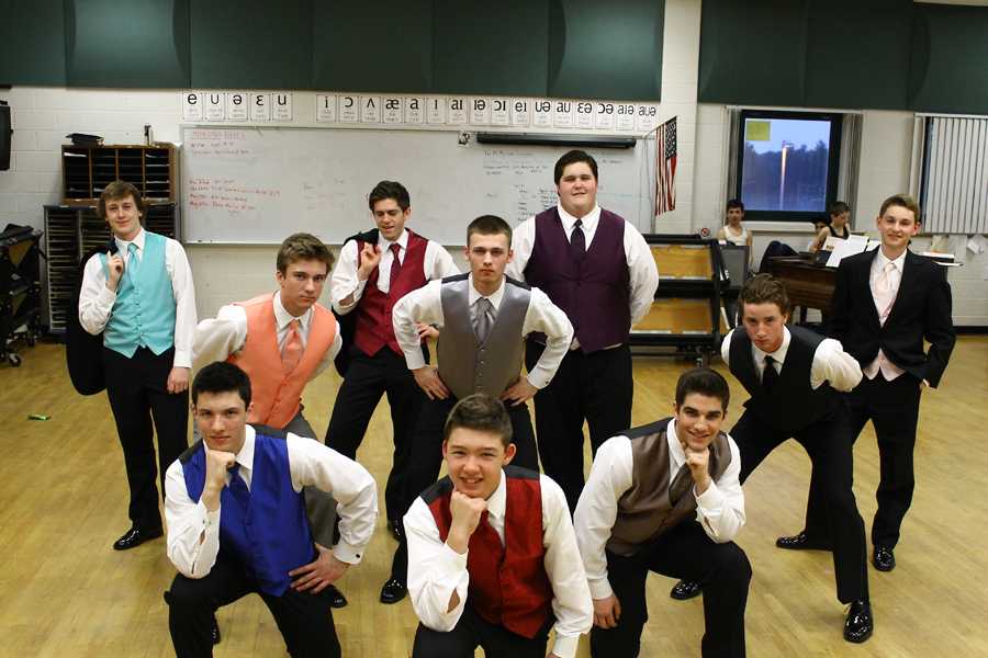 The hopeful Mr. HBHS contestants practice their opening dance one last time before going out on stage.