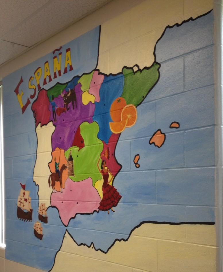 Students create a mural inspired by Spain