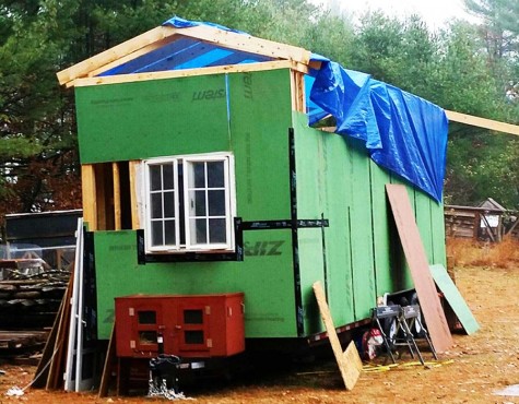 A tiny house in the process of being built