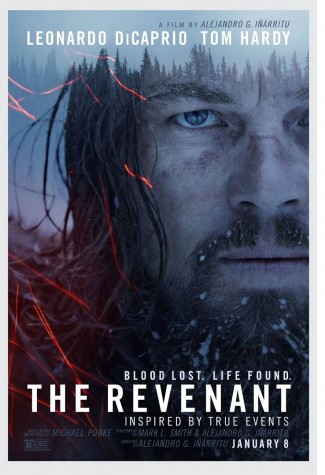 The movie poster for DiCaprio's newest film, The Revenant.