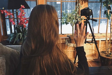 Niki Maragos preparing for a new video to go up on her personal YouTube channel.