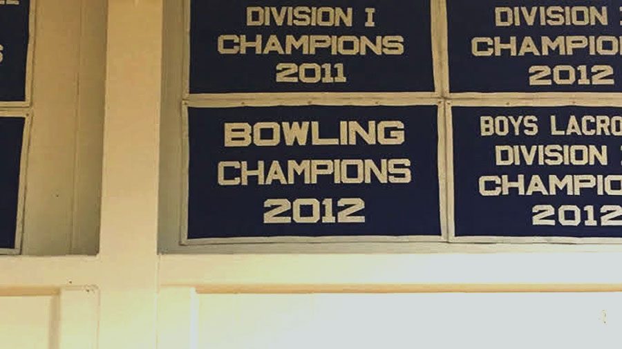 This banner serves as a permanent reminder to the bowling teams success in recent years.