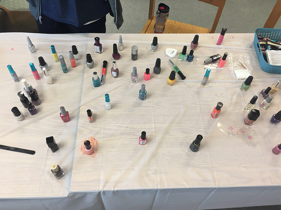 All the different selections of nail polish. 