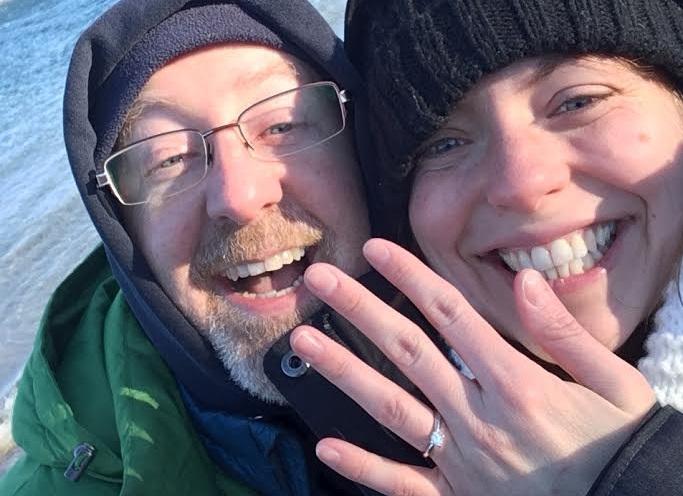 Eric Perry and his now-fiance celebrate their engagement. 