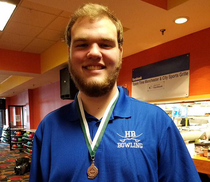 Bowler Ryan Tucker 17 with his third place medal.