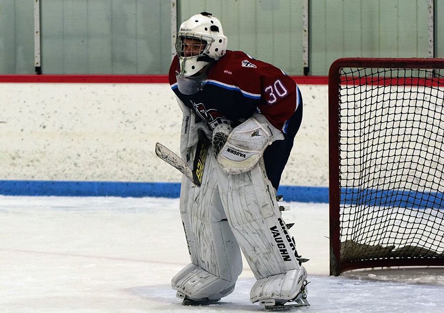 Goalie Nik Direnzo preparing to make a save. He will be making a big jump into the starting role this year.