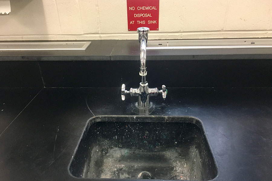 Sitting dormant after erupting with water on January 3, the sinks in the science classroom are now fixed and working. It was an unfortunate coincidence that the water was not working at the time of the charger’s explosion. “I had to put snow on my hand to help with the burn,” said India Bremer ‘21.
