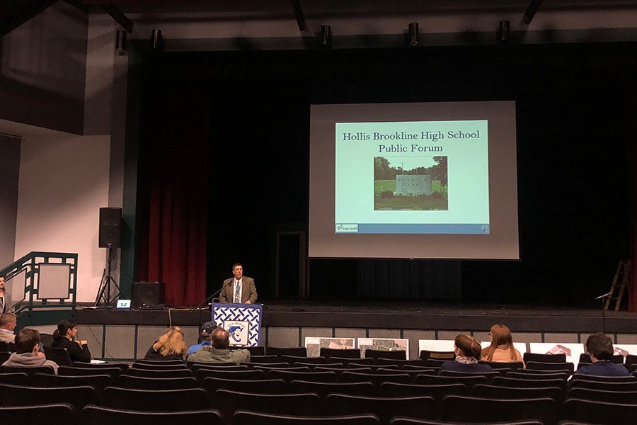Superintendent Andrew Corey delivers a presentation on the current conditions and the proposed changes to the facilities. He answered questions from the audience.