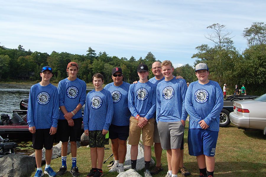 The Bass Fishing team poses before their tournament in September of 2017. The team freshwater fishes for the fall season. 