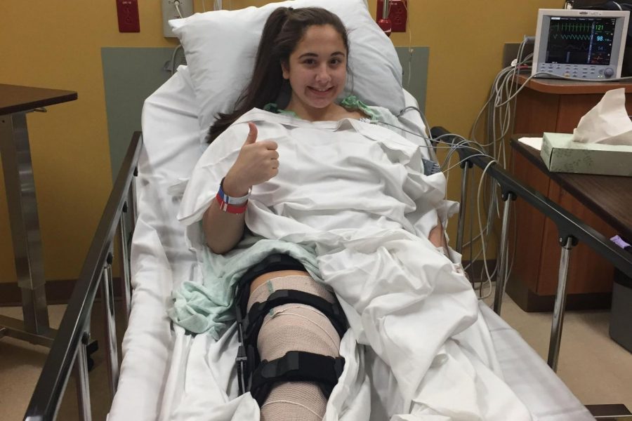 Pictured is me, Sofia Barassi, sitting in my hospital bed after my ACL surgery in November of 2017. I tore my ACL playing field hockey and thought that it was the end of my career. Now I’m recovered and ready to play my favorite sport again. It was a very scary experience, but Arnold couldn’t have stated it better, “I’ve learned you need to go hard at what you love to do, because it can be taken from you at any time.”