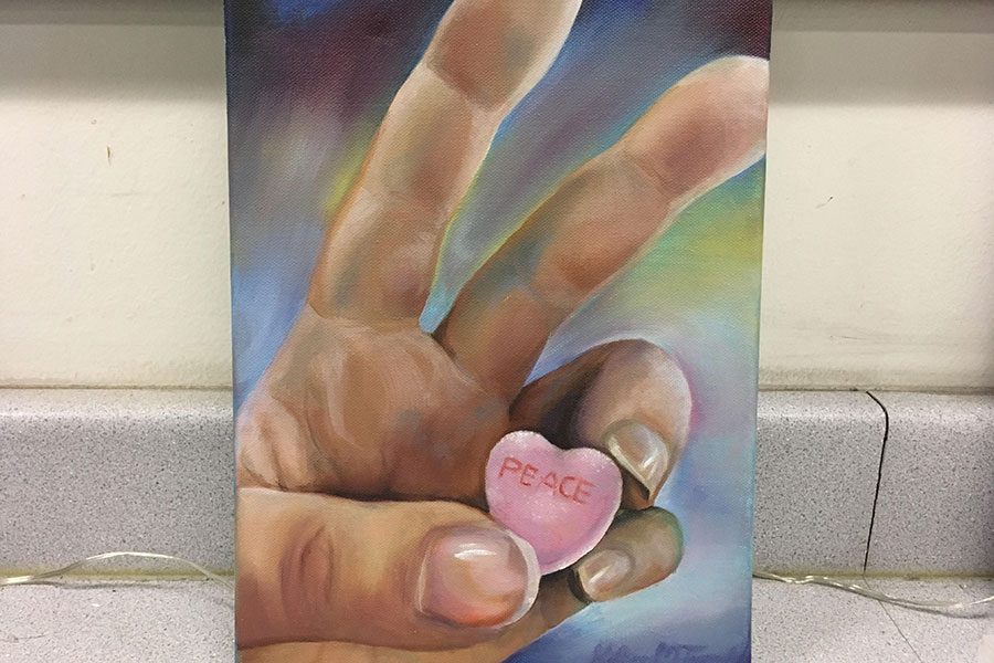 Kat Townsend 19, Peace Friends love the use of non-traditional color to shade and add value to show form within the fingers.
