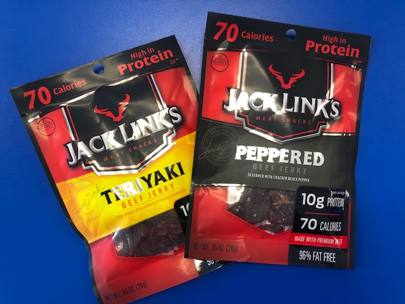 Pictured above are two 0.85 ounce bags of beef jerky sold by the cafeteria. “Teriyaki” and “Peppered” are two of the three flavors sold; they also happen to be equally popular, while the third flavor, “Original,” trails just a couple sales behind.
