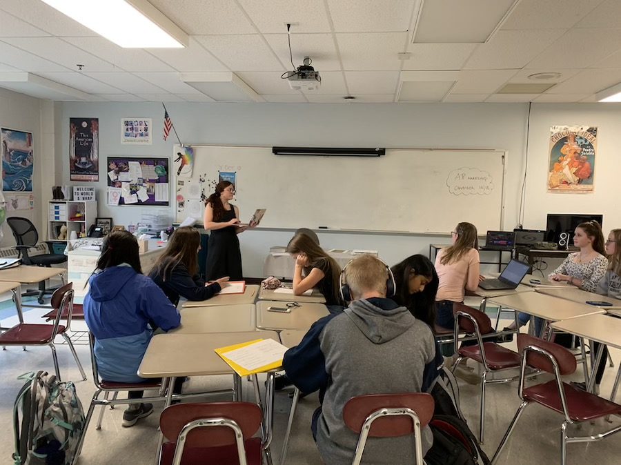 Jennifer Given, a World History teacher, takes attendance at the beginning of the CavBlock period. The students on the roster have signed up ahead of time on the PowerSchool Adaptive Scheduler. “It teaches kids more life skills where they need to plan ahead,” said Ford. 