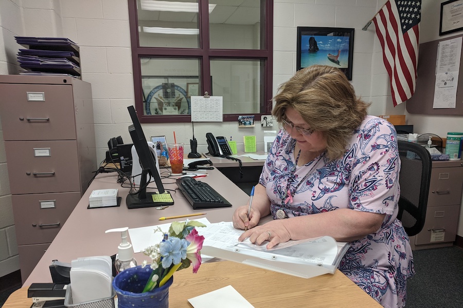 Guidance counselor Susan Joyce said the most helpful thing is that “every morning I come in and she unlocks my door for me when I have a handful of stuff to carry that honestly is the most helpful thing.” Wilkins is friendly, welcoming and always willing to help out.