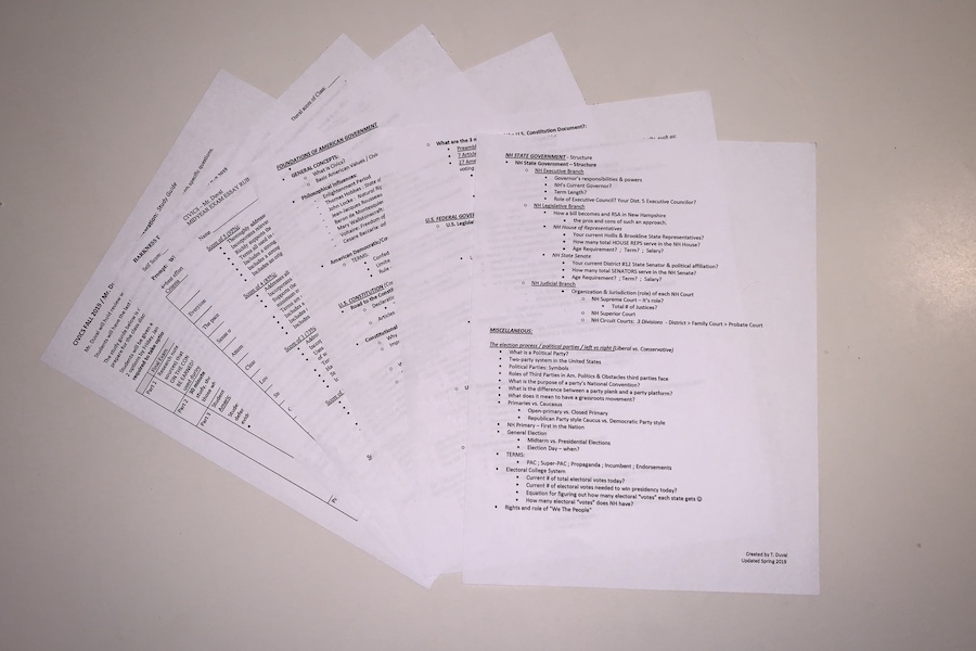 These six pages belong to midterm exam prep for one class. This is a semester class, meaning there is only one shot at this midterm since it counts as the final for the class. “[Midterms] wrap up everything we’ve learned,” said Brown.