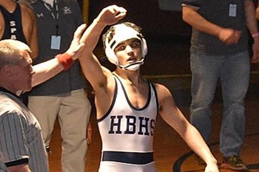 Troy Moscatelli ‘22, pictured, wrestled at the Saratoga Invitational meet along with many other HB wrestlers. The team is looking forward to the rest of their season.
“The team will continue to work hard until the end,” said Luke Wang ‘22.
