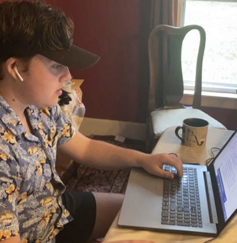 Ian Mcnabb '21 working on his senior quest project from home. Even though the process has changed due to quarantine, he is still glad he did a senior quest project this year.