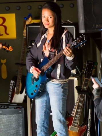 Lia Eisenberg performs her music on stage in front of an audience. She has always loved creating music and sharing her talents with the world. “I love sharing things that I enjoy with those around me to help others feel better”.