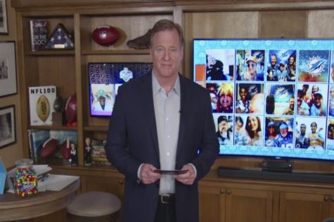Goodell in his own home, presenting each team’s draft pick while interacting with fans digitally. This is the first time a draft for any major sporting event has been held virtually and with cameras into each player’s homes when drafted. “I watch the draft every year with my friends, and even if it was just a FaceTime it was nice to feel like everything was almost usual again”, said Joey Oetjens ‘21.