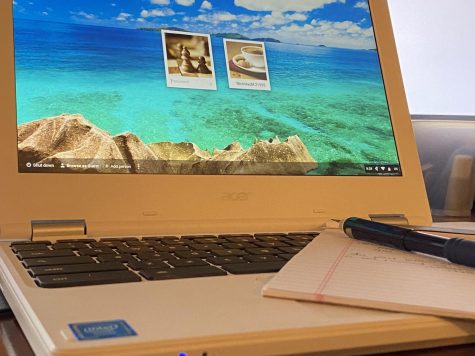 This is a photo of a chrome book that is used for online learning. As a remote student I used my own chromebook. “He is always on his computer anyways so I thought it would be good for him.”says Katelin Daniels, mother of Jason daniels. Almost every kid of the parents who were interviewed used a chromebook.