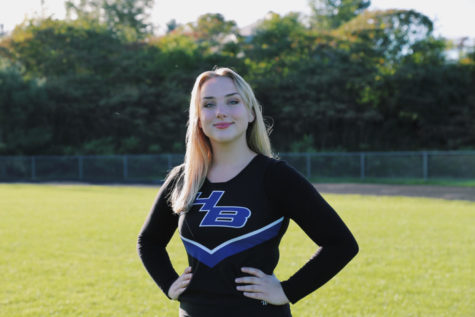 Senior Captain Audrey Schultz is excited for the rest of the winter season this year for HBVC. With four competitions, three basketball games, and one competition to host all coming up soon, the team has been working hard. “We are doing so good with our routine and we’re so strong this year,” said Schultz. 