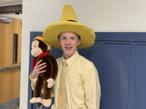 Henry Bruneau dons his homemade Man With the Yellow Hat costume