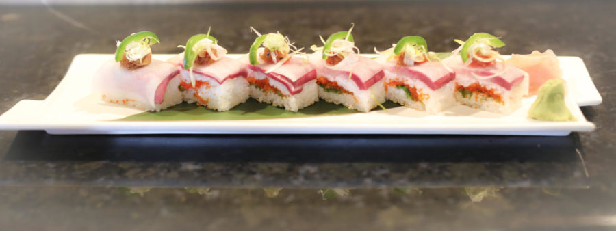 A delicious designer roll from You You Japanese Bistro