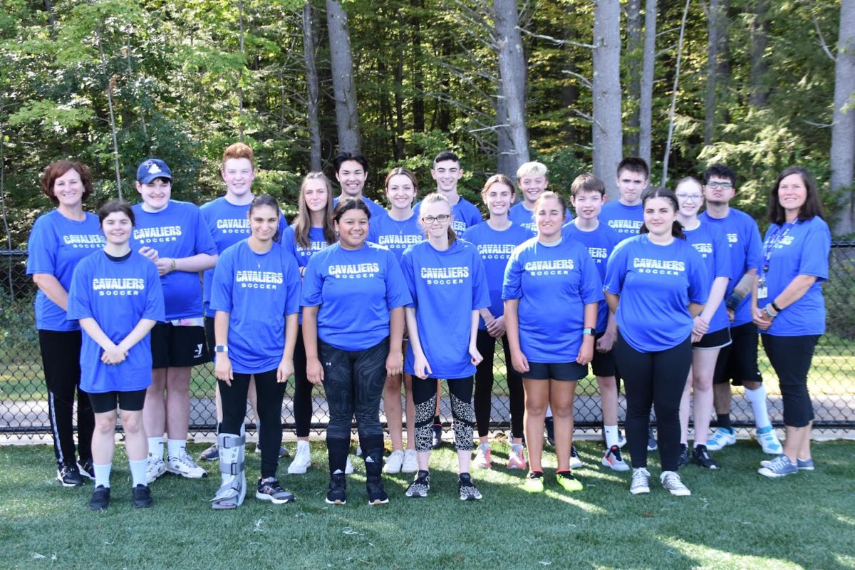 Team picture of the 2023 Unified Soccer team. They are ending their season but are continuing to grow together to improve for the future. “All the athletes are so nice and motivated, and even when stuff doesn’t work out that well, they’re still happy and cheerful,” said athlete Cassidy Krivis ‘25. 