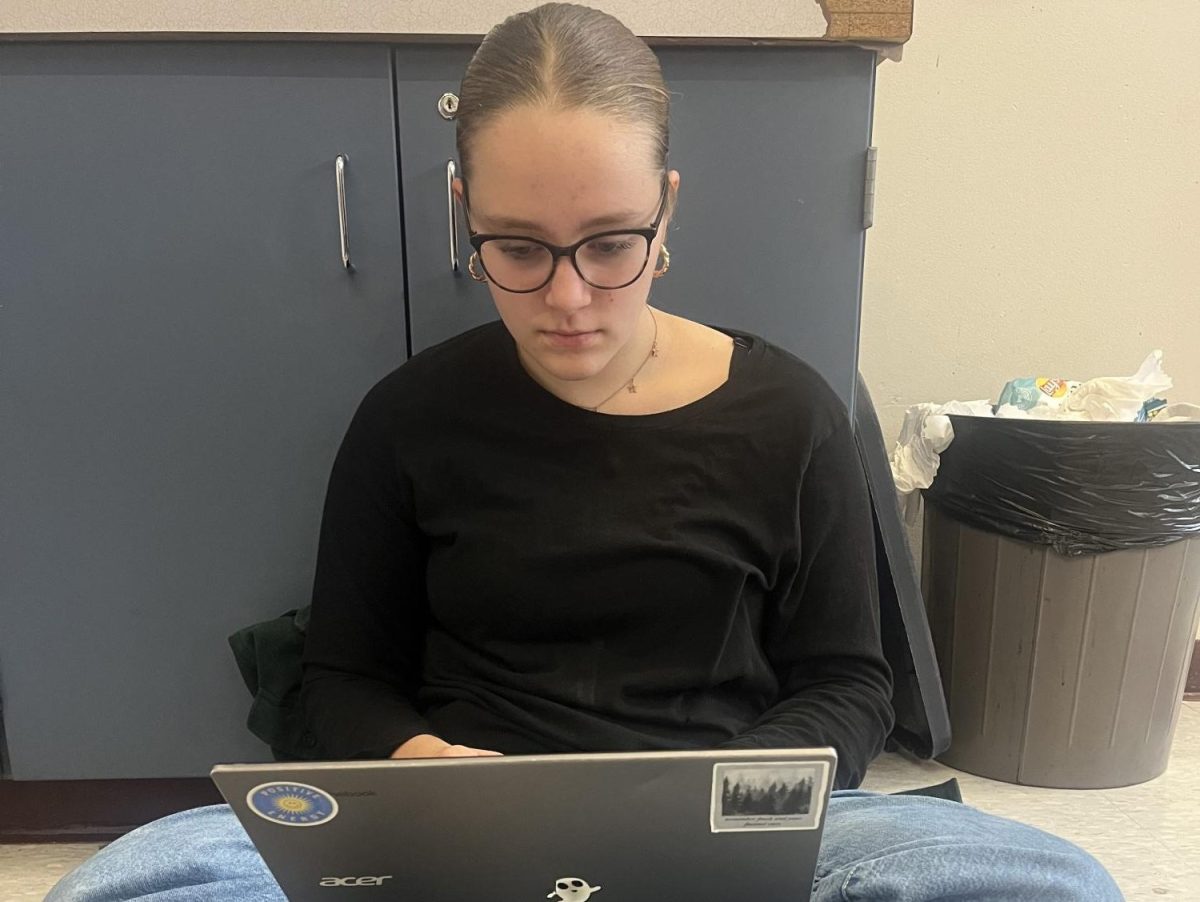 Anya Zoltko watches the most recent episode of Dancing With the Stars on her laptop. She is a fan of the show and is keeping up with the new season. “People make fools of themselves, and everybody likes to see that, ”said Zoltko.