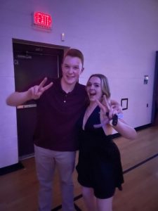 Senior Class President Finn Brown '25 and author Hannah Welts '25 at the HBHS Homecoming Dance. (Photo courtesy of Cassidy Krivis)