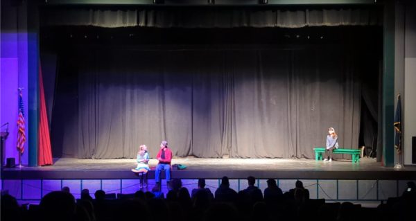 Students perform one of the plays from the 24-Hour Play Festival. The actors had less than 12 hours to fully learn the script and prepare for the performance. “[The actors] had to memorize it in a day and also make it their own in a short amount of time,” said Toner. (Courtesy Adrienne Rosenblatt)