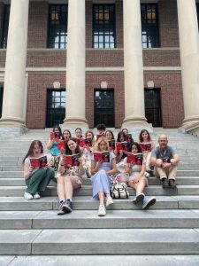 Chloe Gisetto (back row, left) and her classmates in ASP's Forbidden Fictions course read 'The Handmaid's Tale' by Margaret Atwood. (Image courtesy of Gisetto)