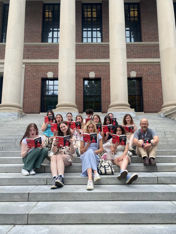 Chloe Gisetto (back row, left) and her classmates in ASP's Forbidden Fictions course read 'The Handmaid's Tale' by Margaret Atwood. (Image courtesy of Gisetto)