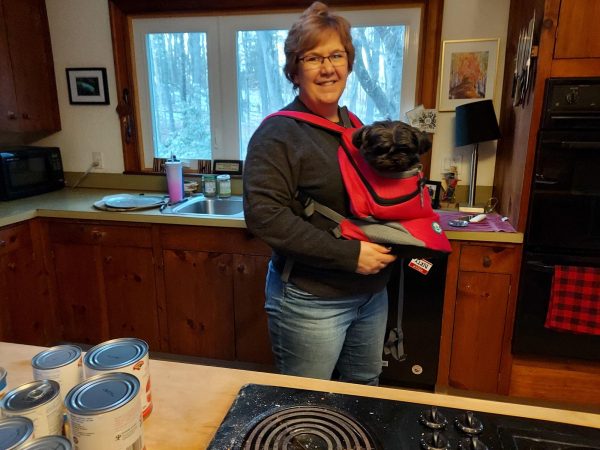 Balf with one of her rescues, Daisy. Daisy is Balf's 'velcro dog'